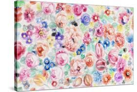 Festive Flower Patterns III-Li Bo-Stretched Canvas