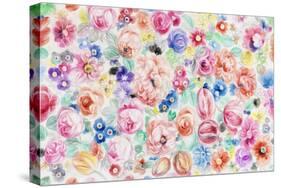 Festive Flower Patterns III-Li Bo-Stretched Canvas