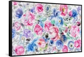 Festive Flower Patterns V-Li Bo-Framed Stretched Canvas