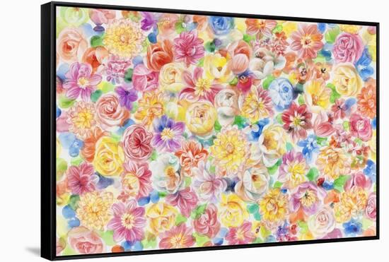 Festive Flower Patterns VII-Li Bo-Framed Stretched Canvas