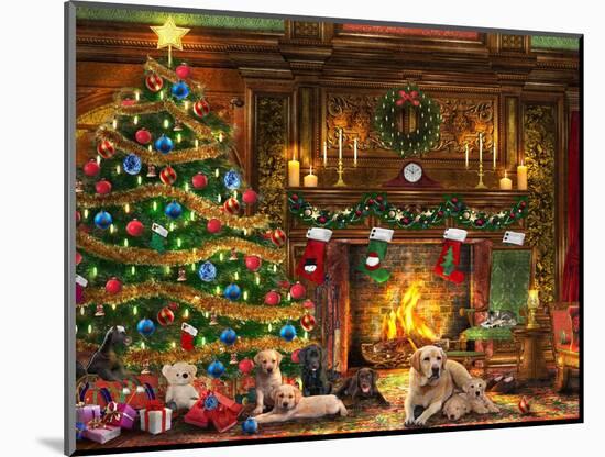 Festive Labradors-Dominic Davison-Mounted Art Print