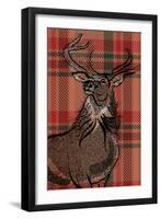 Festive Plaid Stag-Ingrid Van Den Brand-Framed Giclee Print