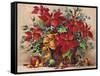 Festive Poinsettia Basket-Barbara Mock-Framed Stretched Canvas