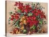 Festive Poinsettia Basket-Barbara Mock-Stretched Canvas