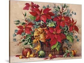 Festive Poinsettia Basket-Barbara Mock-Stretched Canvas