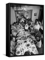 Festive Spread Through Dining Room at La Falce Family Reunion-Ralph Morse-Framed Stretched Canvas