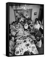 Festive Spread Through Dining Room at La Falce Family Reunion-Ralph Morse-Framed Stretched Canvas