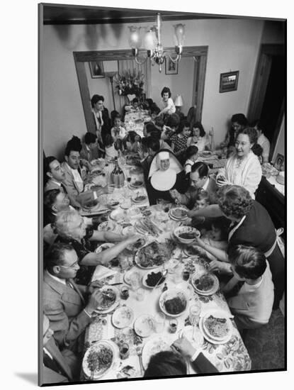 Festive Spread Through Dining Room at La Falce Family Reunion-Ralph Morse-Mounted Photographic Print
