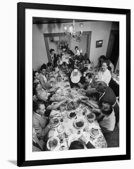 Festive Spread Through Dining Room at La Falce Family Reunion-Ralph Morse-Framed Photographic Print