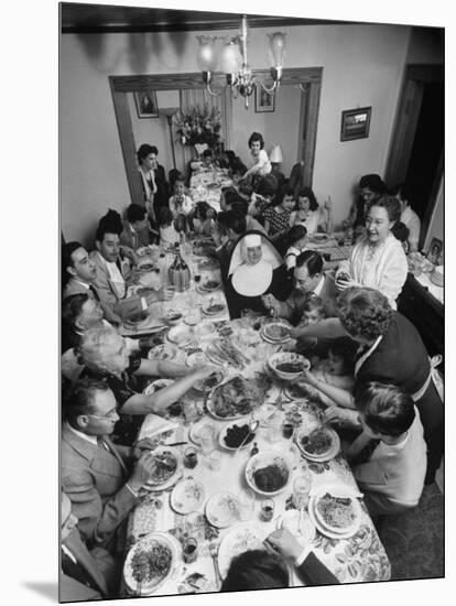 Festive Spread Through Dining Room at La Falce Family Reunion-Ralph Morse-Mounted Photographic Print