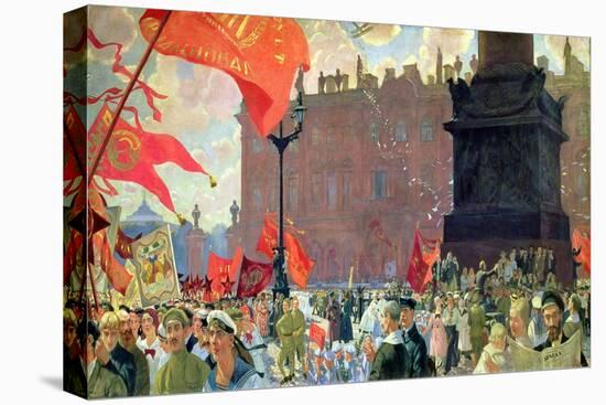 Festivities Marking the Opening of the Second Congress of the Comintern and Demonstration on…-Boris Kustodiyev-Stretched Canvas