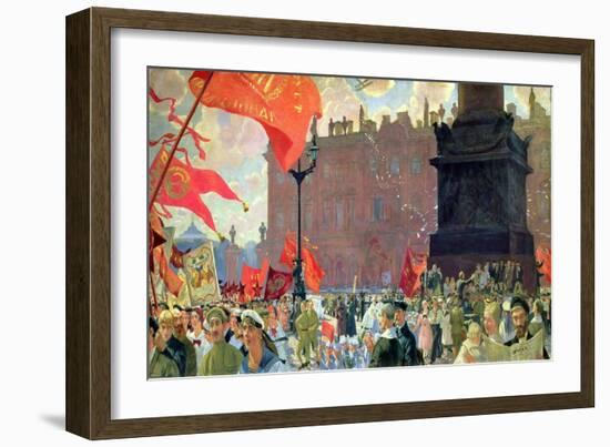 Festivities Marking the Opening of the Second Congress of the Comintern and Demonstration on…-Boris Kustodiyev-Framed Giclee Print