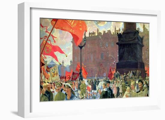 Festivities Marking the Opening of the Second Congress of the Comintern and Demonstration on…-Boris Kustodiyev-Framed Giclee Print