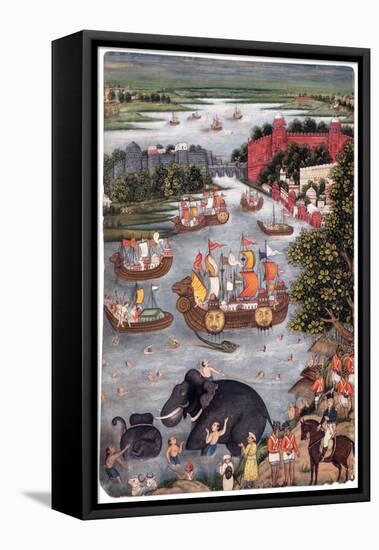 Festivities on a River, C.1825-null-Framed Stretched Canvas