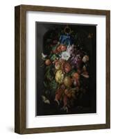 Festoon of Fruit and Flowers - Still Life-Jan Davidsz de Heem-Framed Art Print