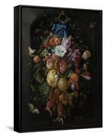 Festoon of Fruit and Flowers - Still Life-Jan Davidsz de Heem-Framed Stretched Canvas