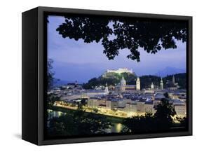 Festung (Fortress) Hohensalzburg at Twilight, Salzburg, Salzburgland, Austria, Europe-Richard Nebesky-Framed Stretched Canvas