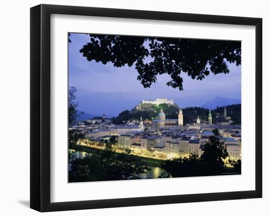 Festung (Fortress) Hohensalzburg at Twilight, Salzburg, Salzburgland, Austria, Europe-Richard Nebesky-Framed Photographic Print