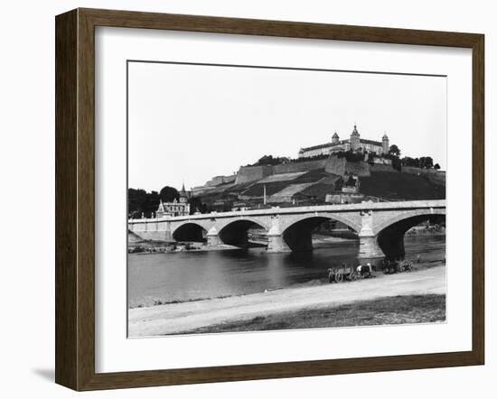 Festung Marienberg Fortress Seen from Ludwigs Bridge, Wuerzburg, circa 1910-Jousset-Framed Giclee Print