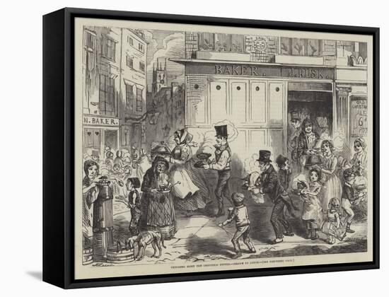 Fetching Home the Christmas Dinner-John Leech-Framed Stretched Canvas