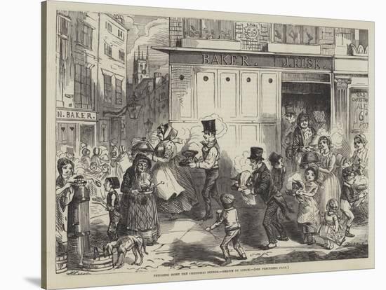 Fetching Home the Christmas Dinner-John Leech-Stretched Canvas