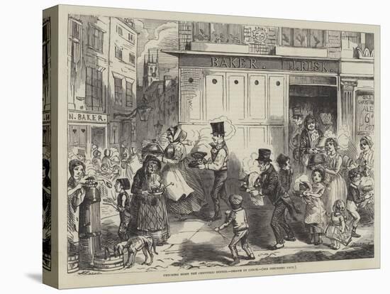 Fetching Home the Christmas Dinner-John Leech-Stretched Canvas