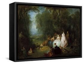 Fête Champêtre (Pastoral Gathering), 1718-21-Jean Antoine Watteau-Framed Stretched Canvas