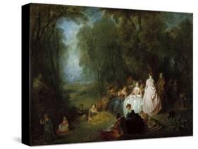 Fête Champêtre (Pastoral Gathering), 1718-21-Jean Antoine Watteau-Stretched Canvas