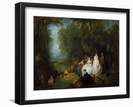 Fête Champêtre (Pastoral Gathering), 1718-21-Jean Antoine Watteau-Framed Giclee Print