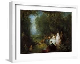 Fête Champêtre (Pastoral Gathering), 1718-21-Jean Antoine Watteau-Framed Giclee Print