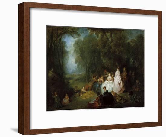 Fête Champêtre (Pastoral Gathering), 1718-21-Jean Antoine Watteau-Framed Giclee Print