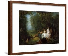 Fête Champêtre (Pastoral Gathering), 1718-21-Jean Antoine Watteau-Framed Giclee Print