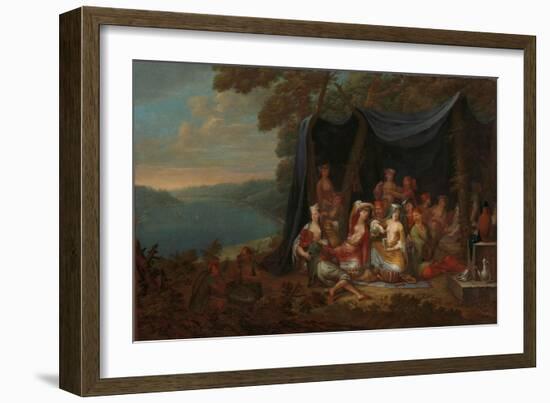 Fête champêtre with Turkish Courtiers under a Tent, c.1720-37-Jean Baptiste Vanmour-Framed Giclee Print