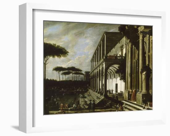 Fête dans le jardin d'un palais dit "portiques de deux grands édifices"-Viviano Codazzi-Framed Giclee Print