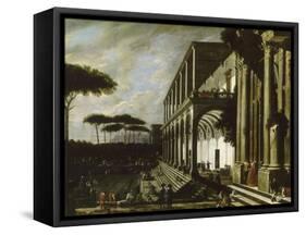 Fête dans le jardin d'un palais dit "portiques de deux grands édifices"-Viviano Codazzi-Framed Stretched Canvas