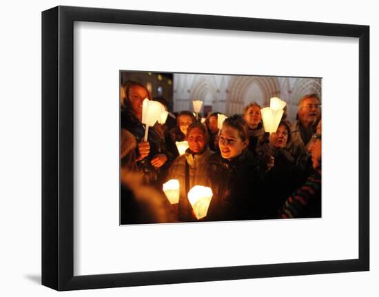 Fete des Lumieres (Festival of Lights), a night procession, France-Godong-Framed Photographic Print