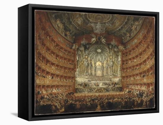 Fête musicale donnée par le cardinal de la Rochefoucauld au théâtre Argentina de Rome le 15-Giovanni Paolo Pannini-Framed Stretched Canvas