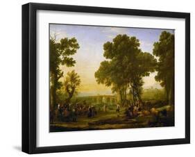 Fete villageoise (village festival). (1639) Inv. 4714.-Claude Lorrain-Framed Giclee Print