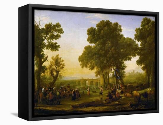 Fete villageoise (village festival). (1639) Inv. 4714.-Claude Lorrain-Framed Stretched Canvas