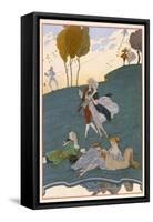 Fetes Galantes, Illustration for 'Fetes Galantes' by Paul Verlaine-Georges Barbier-Framed Stretched Canvas
