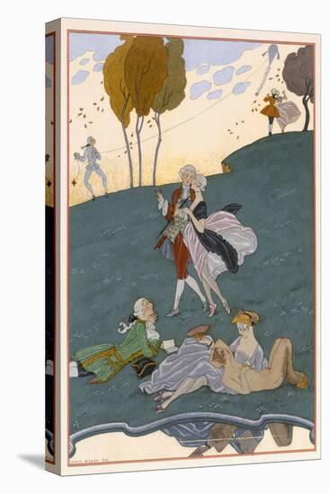 Fetes Galantes, Illustration for 'Fetes Galantes' by Paul Verlaine-Georges Barbier-Stretched Canvas