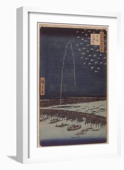 Feu d'artifice sur le pont Ryôgoku-Ando Hiroshige-Framed Giclee Print