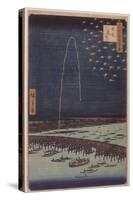 Feu d'artifice sur le pont Ryôgoku-Ando Hiroshige-Stretched Canvas