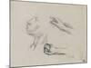 Feuille d'?des : profil et mains, ?de pour Les glaneuses (1855-56)-Jean-François Millet-Mounted Premium Giclee Print