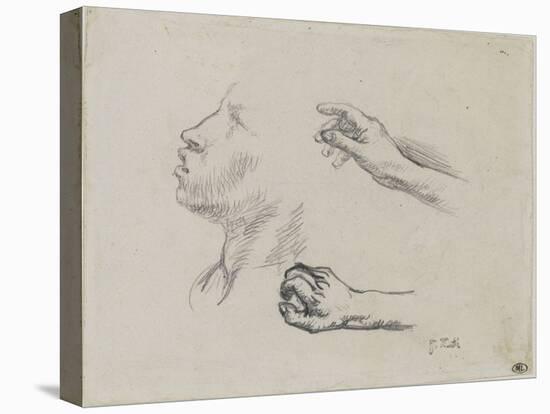 Feuille d'?des : profil et mains, ?de pour Les glaneuses (1855-56)-Jean-François Millet-Stretched Canvas
