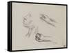 Feuille d'?des : profil et mains, ?de pour Les glaneuses (1855-56)-Jean-François Millet-Framed Stretched Canvas