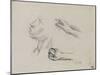 Feuille d'?des : profil et mains, ?de pour Les glaneuses (1855-56)-Jean-François Millet-Mounted Giclee Print