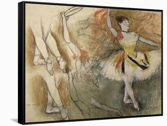 Feuille d'étude : danseuse au tambourin ou Danseuse espagnole-Edgar Degas-Framed Stretched Canvas