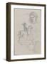 Feuille d'études : Jeanne d'Arc et têtes de femme-Gustave Moreau-Framed Giclee Print