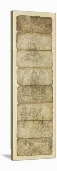 Feuillet de manuscrit – recueil de croquis d’un peintre newar-null-Stretched Canvas